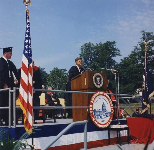 Kennedy hoped that through this "Peace Strategy" speech, the American people's perception of the Soviet Union would gradually change. (Wikimedia Commons)